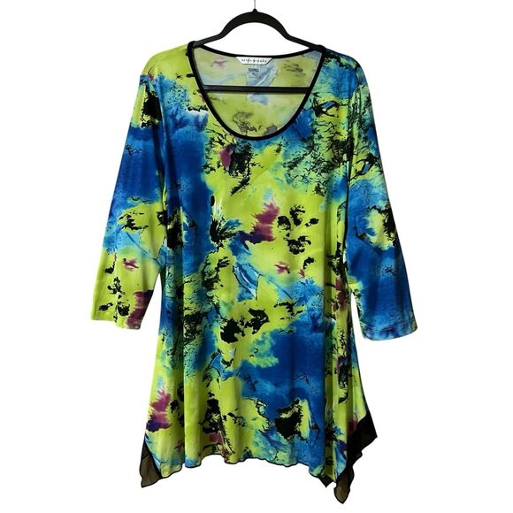 Peter Nygard Womens Size XL Multicolor 3/4 Sleeve Tunic Top Shirt Blouse - Picture 1 of 4